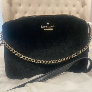 Kate spade black velvet crossbody purse